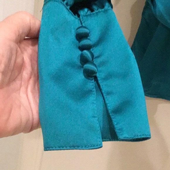 Kay Unger Teal Silk Top - Picture 3 of 8